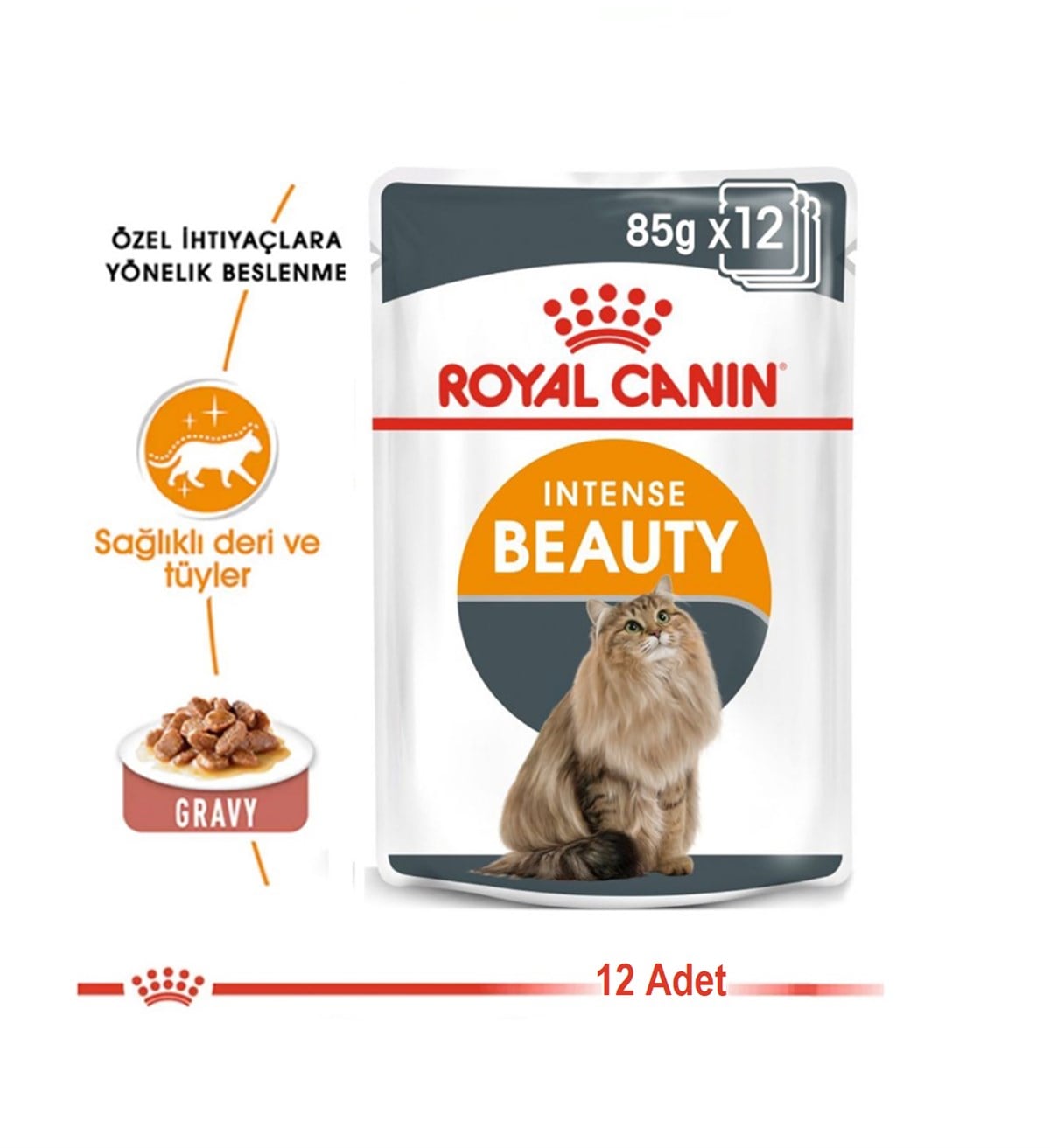 Royal Canin Intense Beauty Gravy Pouch Yetişkin Kedi Yaş Maması 85 Gr. 12 Adet