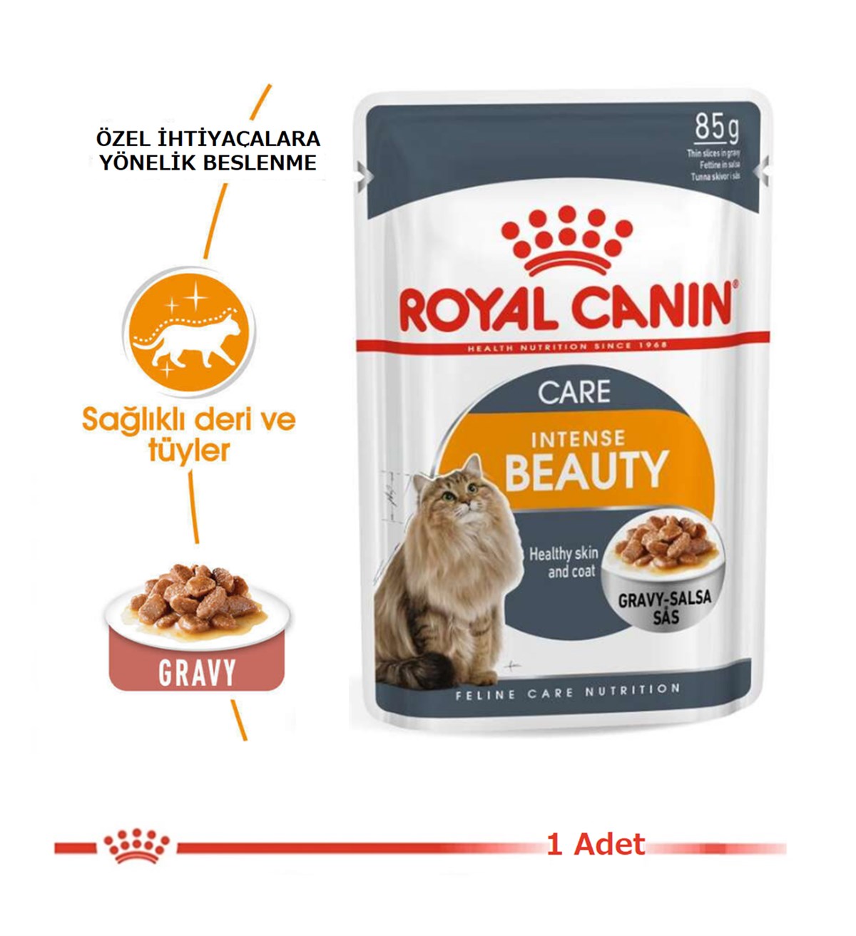 Royal Canin Intense Beauty Gravy Pouch Yetişkin Kedi Yaş Maması 85 Gr. 1 Adet