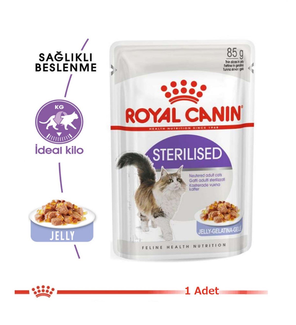 Royal Canin Sterilised Jelly Pouch Kısır Kedi Yaş Maması 85 Gr 1 Adet