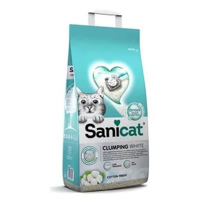 Sanicat Clumping White Cotton Fresh Oksijen Kontrol Süper Topaklanan Kedi Kumu 10 Lt