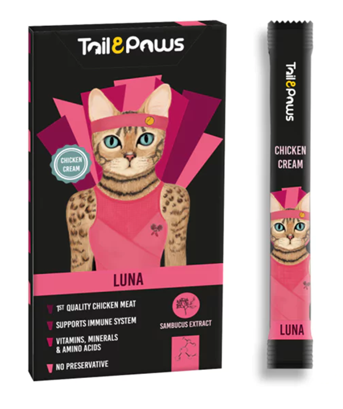 Tail Paws Luna Tavuk ve Multivitaminli Krema Kedi Ödül Maması 5x15 Gr 