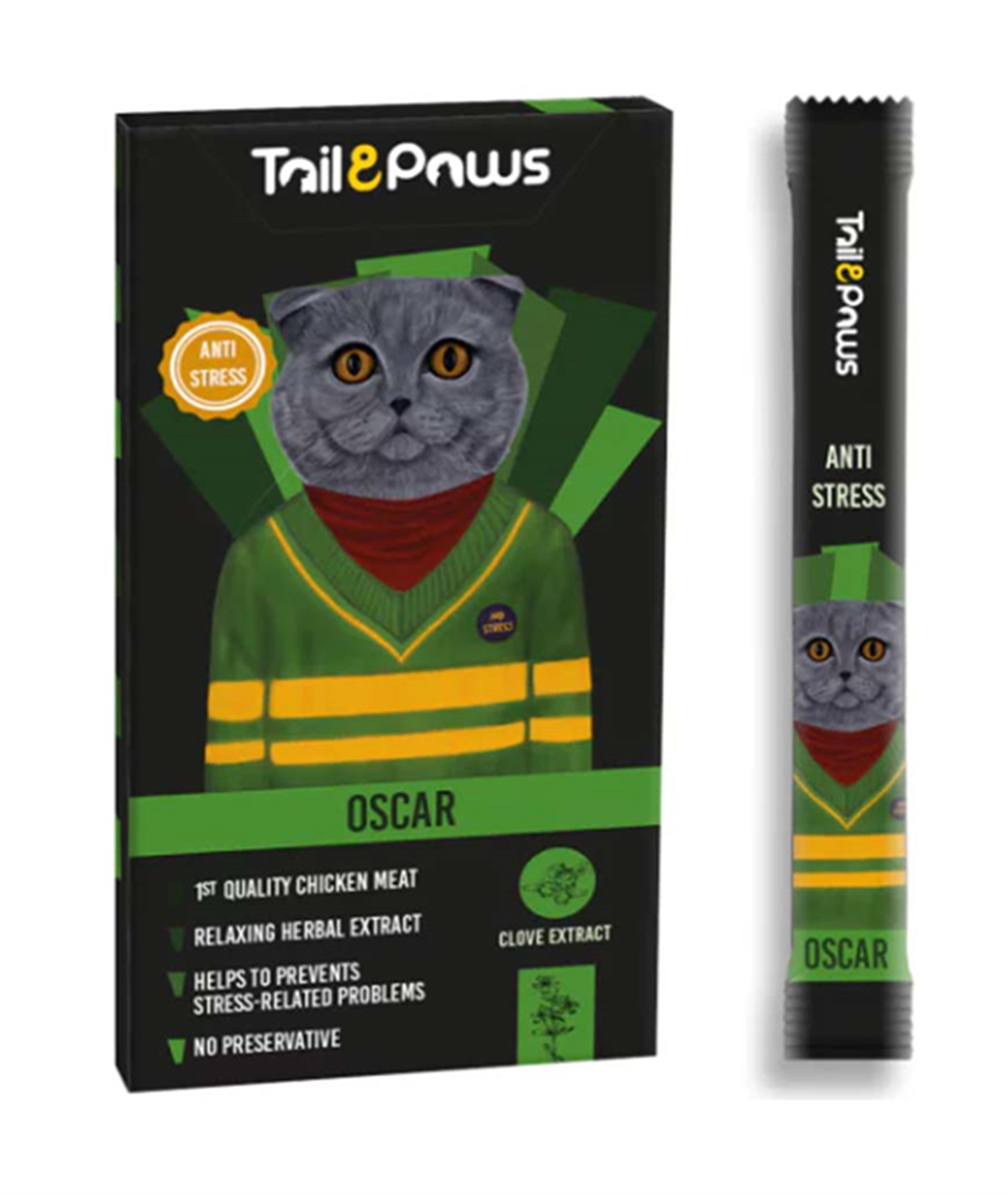 Tail Paws Oscar Anti Stress Önleyici Tavuklu Kedi Ödül Maması 5x15 Gr 