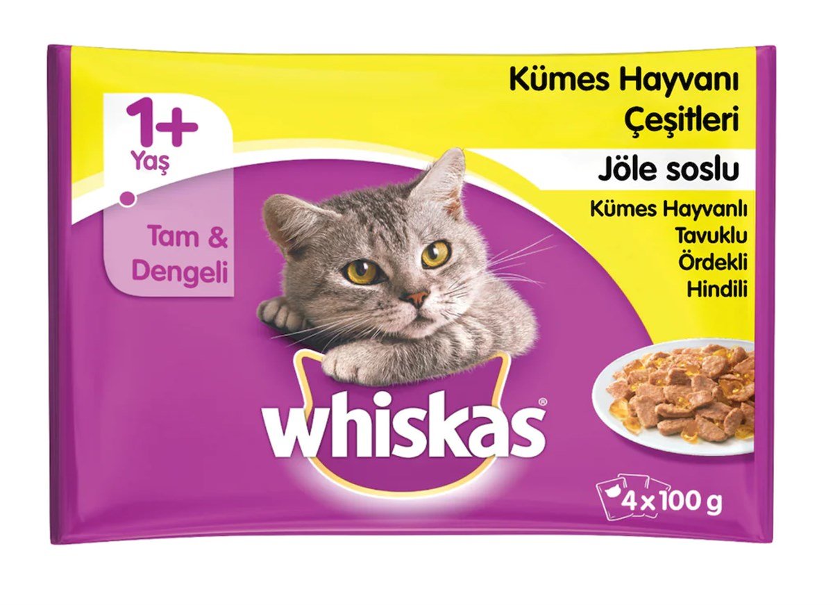 Whiskas Kümes Hayvanlı Pouch Yetişkin Kedi Yaş Maması 4 x 100 Gr. 1 Adet