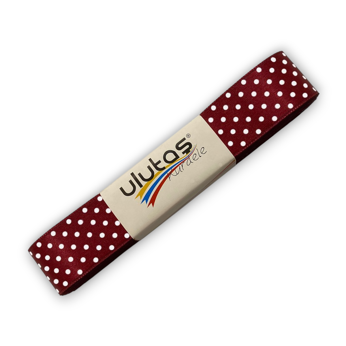 Bordo Puantiyeli Saten Kurdele 2,5 Cm 10 Mt