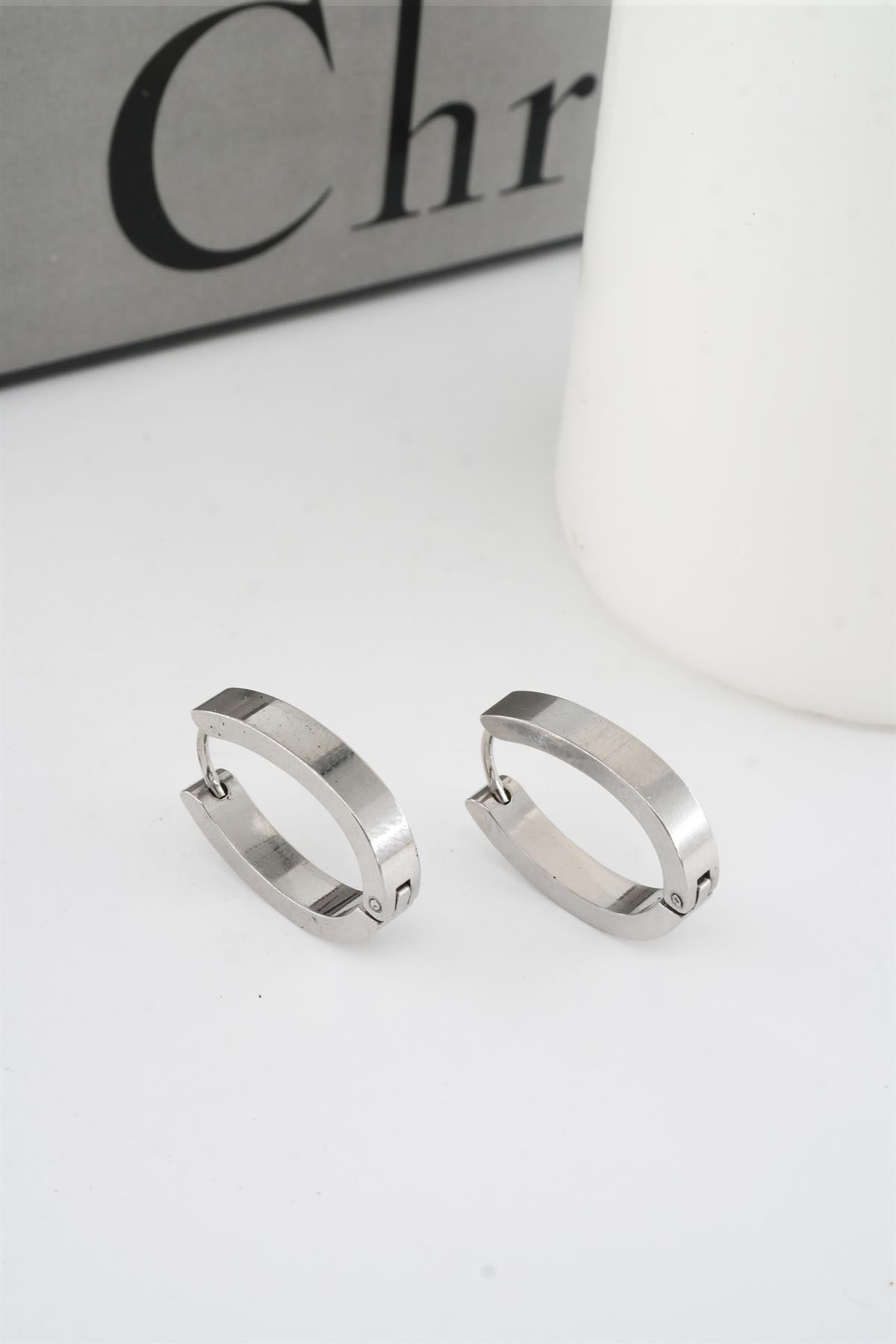 Kadın 316 L Paslanmaz Çelik 2,5 cm Elips Model Küpe