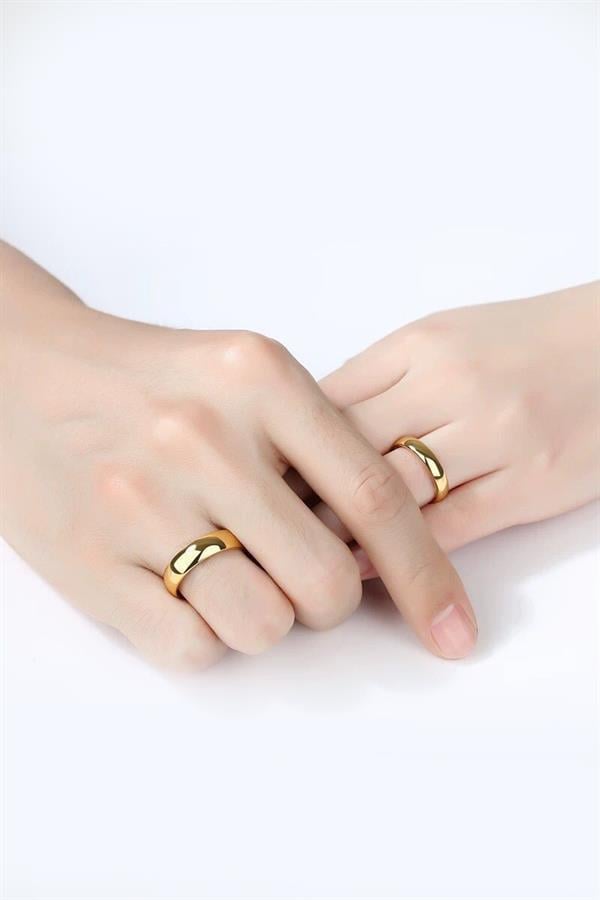 Unisex 4mm Kalınlığında 1 Adet 316 L Çelik Kararmaz Alyans Söz Yüzüğü
