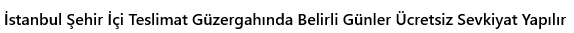 İstanbul Şehir İçi Teslimat Güzergahı Belirli Günler Ücretsiz Sevkiyat