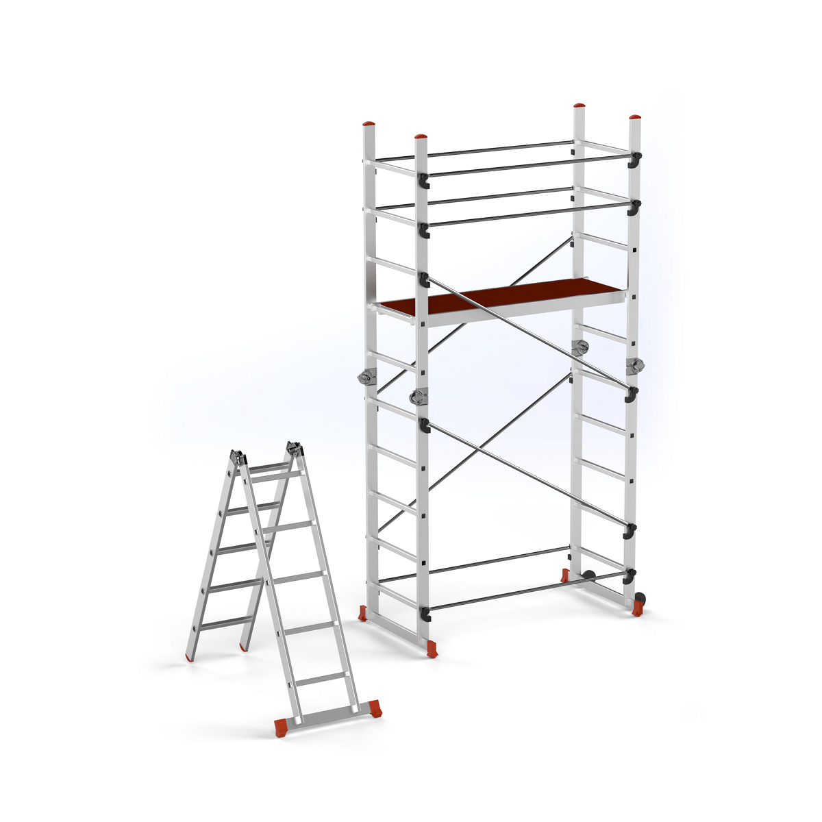 Saraylı 7510-A Acrotwin Katlanır Merdivenli Pratik İskele 3.9m