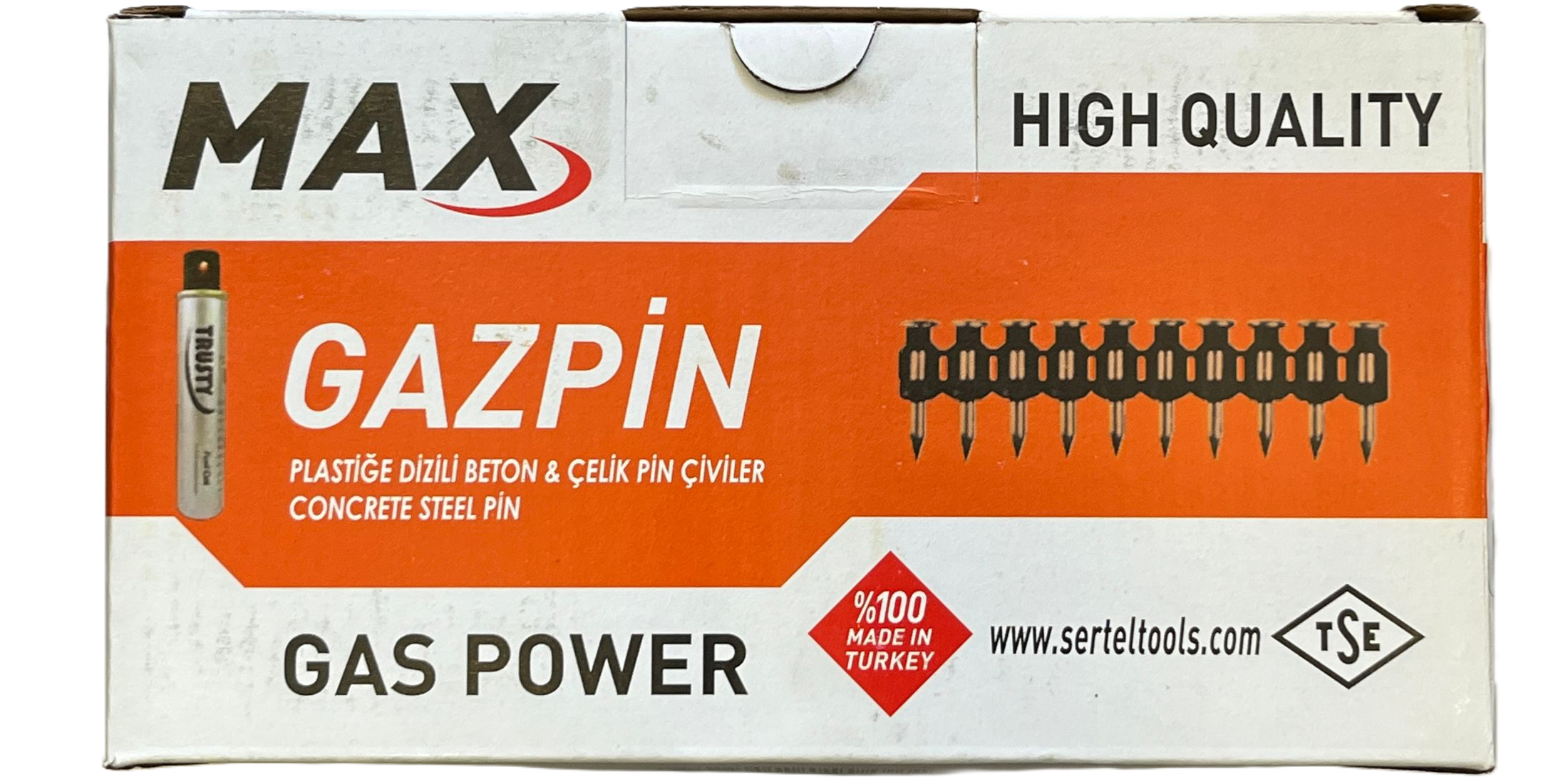 Max Beton Çivisi 38mm 1000 Adet/Kutu + Gaz