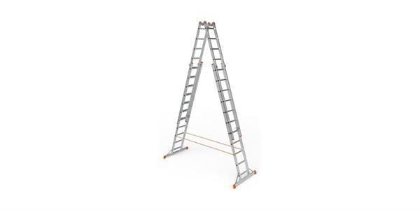 Saraylı A Tipi Çift Taraflı 2x7 Basamaklı Sürgülü Alüminyum Merdiven 193-301cm