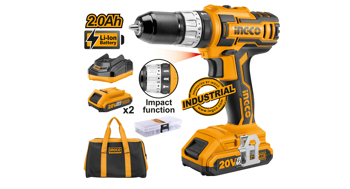 INGCOIngco CIDLI2002 Li-ion Akülü Darbeli Matkap 10 MM 20V 2.0AhING-CIDLI2002