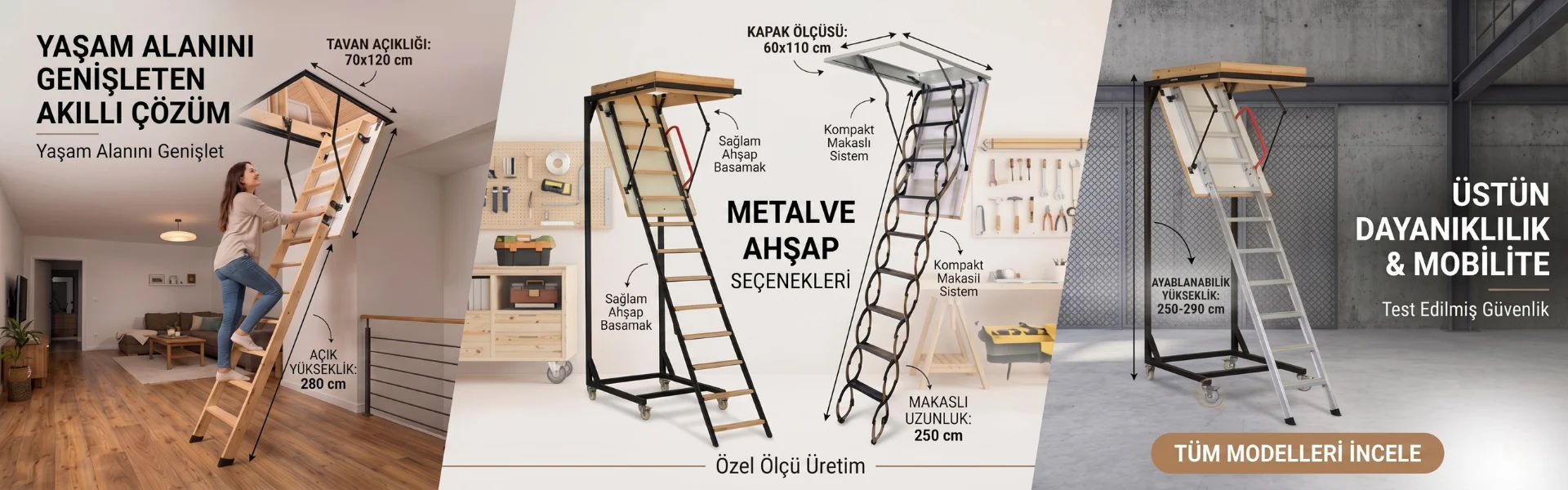 Çatı,Çatı merdiveni,Merdiven,Akerdeon,Ahşap merdiven,Metal merdiven,Alüminyum merdiven,Alüminyum çatı merdiveni