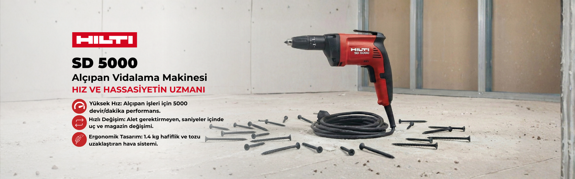 Hilti SD 5000 Alçıpan Vidalama Makinesi 230V Karton Kutu