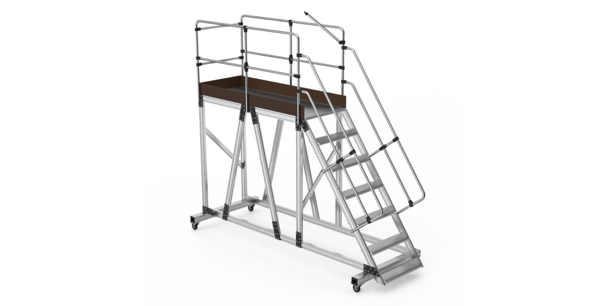 Saraylı 8406 Alüminyum Endüstriyel Tekerlekli Korkuluklu Platform 2.7m