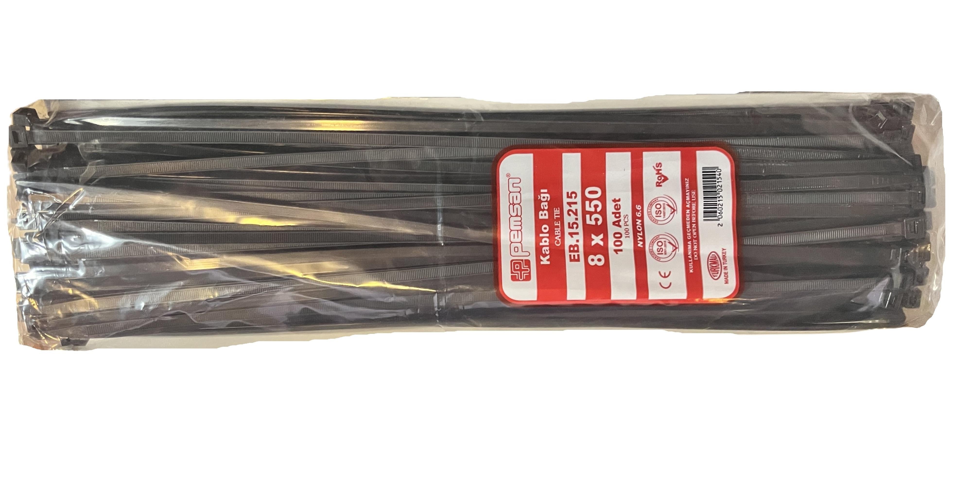 Pemsan EB.15.215 Siyah Kablo Bağı 100 Adet 550x8mm