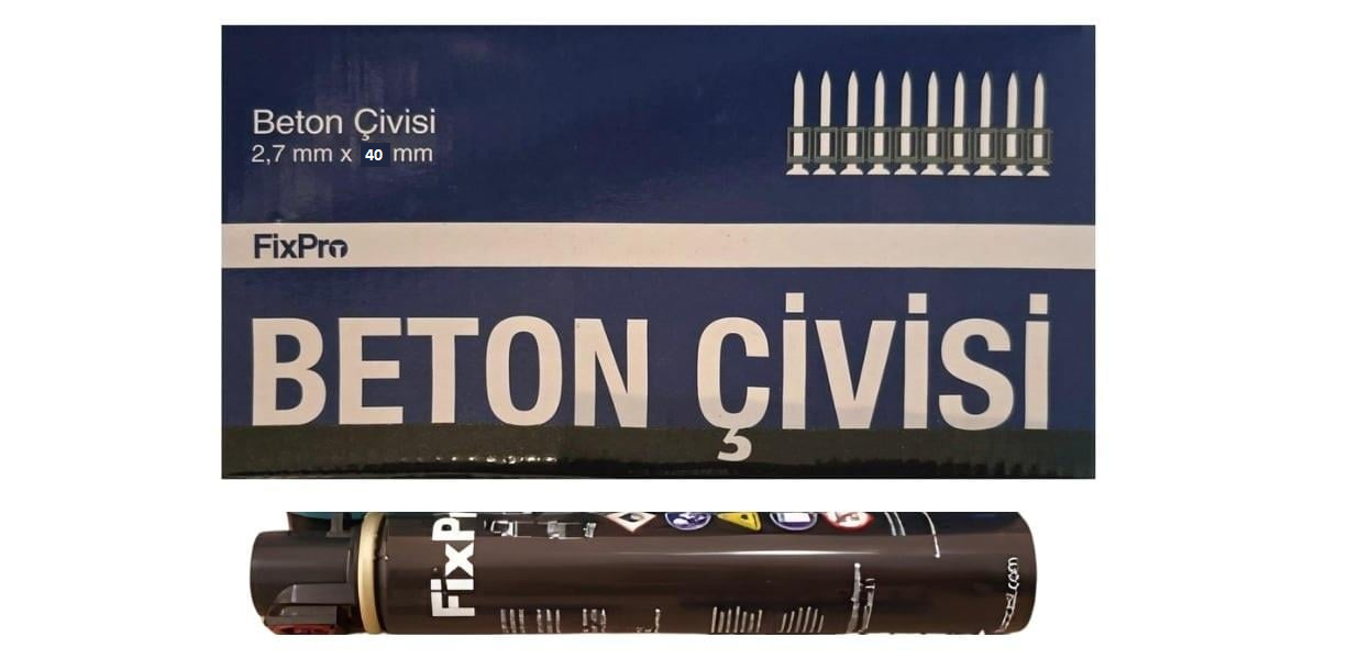 FixPro 40mm Beton Çivisi 1000 +Gaz Adet/Kutu