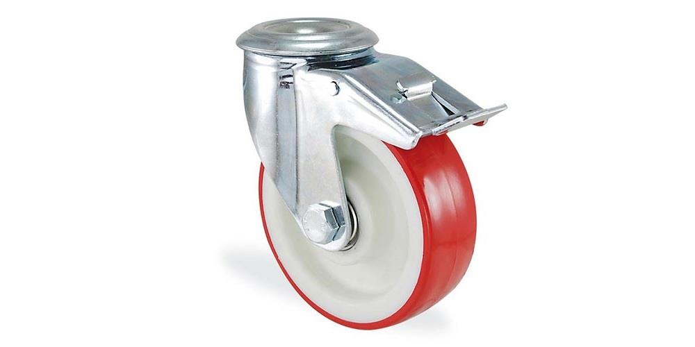 Kama 3800 PUR 150 F18 Delik Bağlantılı Frenli Teker 15cm 400kg