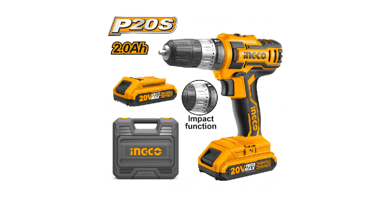 Ingco CIDLI200215 Li-ion Akülü Darbeli Matkap 10 MM 20V 2.0Ah