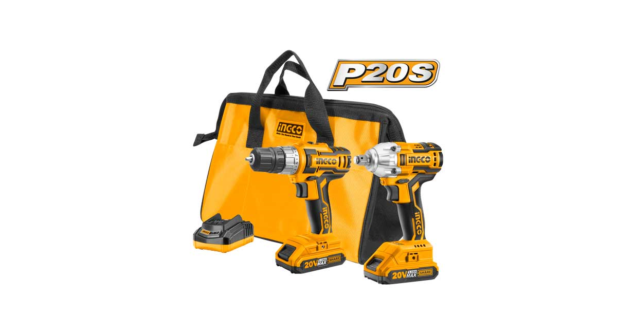 Ingco CKLI2007 Li-ion Akülü 2 li Kombo SetMatkap ve Somun Sıkma 20V 2.0Ah