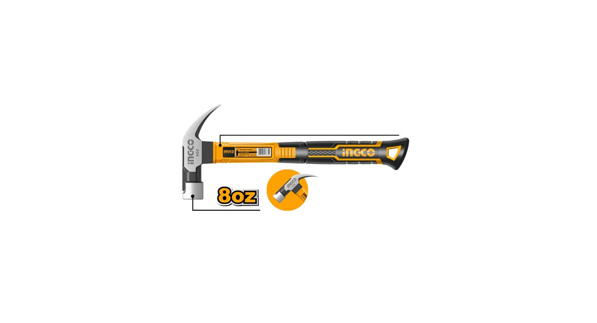 INGCOİngco HCHD0086 Endüstriyel Fiberglass Saplı Çatal Çekiç 220gING-HCHD0086