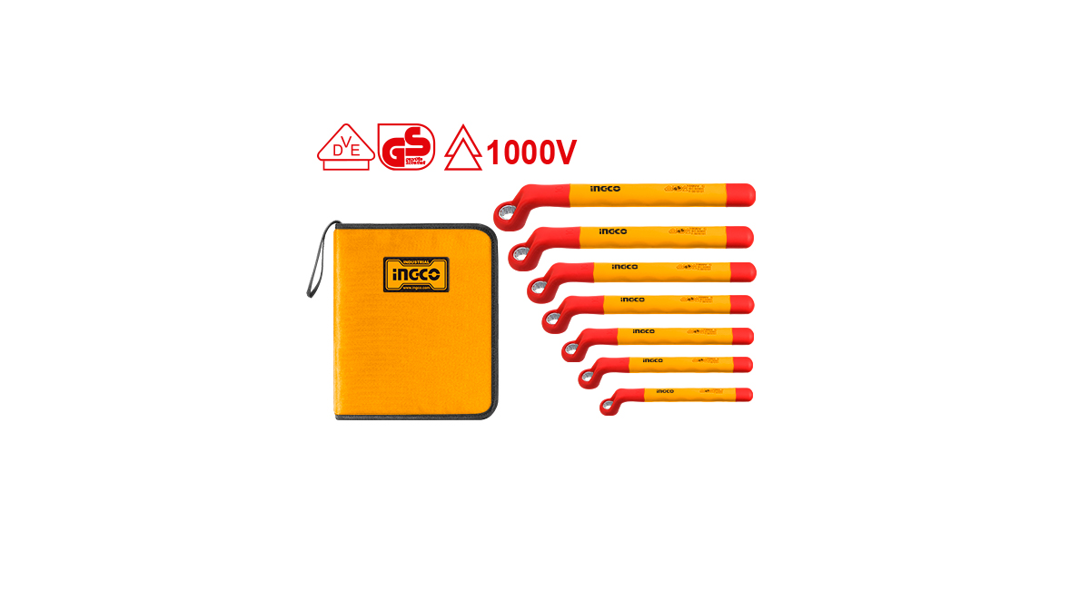 Ingco HKISPA0702 Endüstriyel 7 Parça İzoleli ElektrikçiYıldız Anahtar Seti
