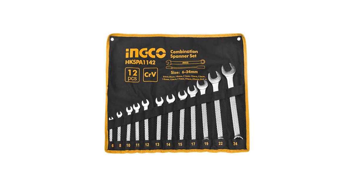 Ingco HKSPA1142 Endüstriyel 12'li KombineAnahtar Seti 6-24 mm