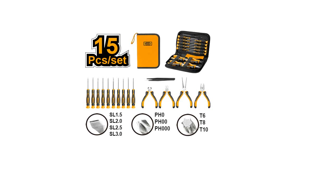 Ingco HKTTS0151 15'li Elektronikçi Alet Seti