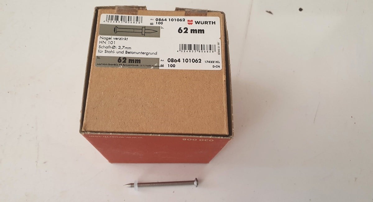Würth 62mm Barutlu Tabanca Çivisi 100 Adet