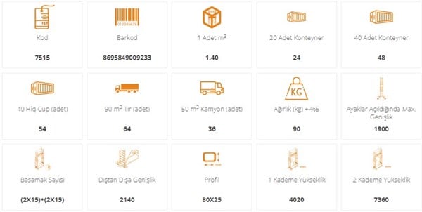 Saraylı 2X15 Basamaklı Alüminyum Mega İskele 402-736cm