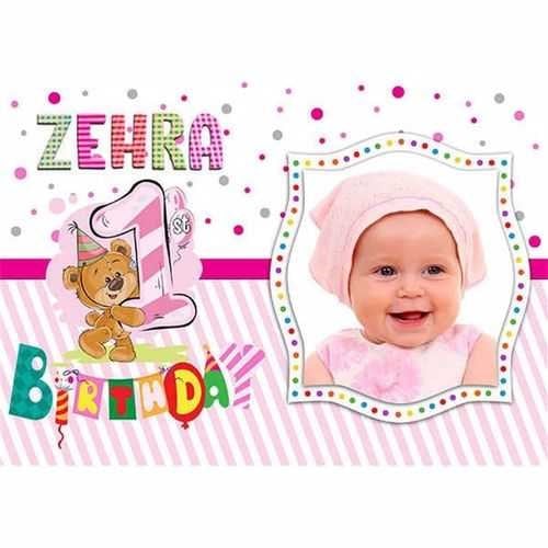 1 Yaş Kız Ayıcık Kişiye Özel Afiş