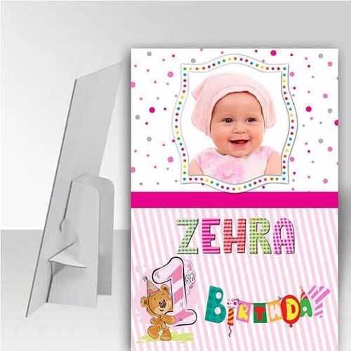 1 Yaş Kız Ayıcık Kişiye Özel Ayaklı Pano