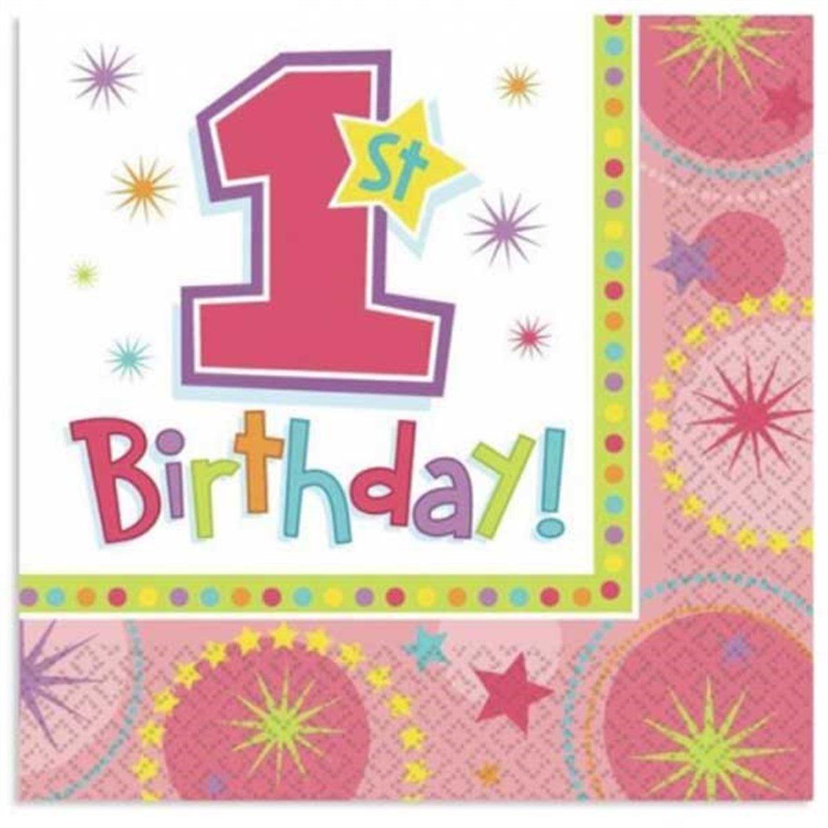 1 Yaş Kız Yıldız Temalı Peçete