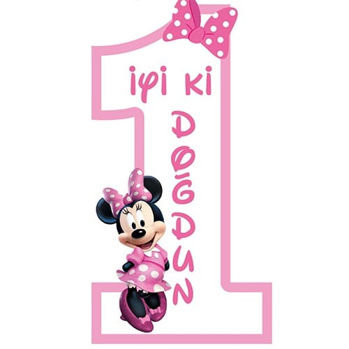 1 Yaş Minnie Mouse Masa Üstü Ayaklı Pano