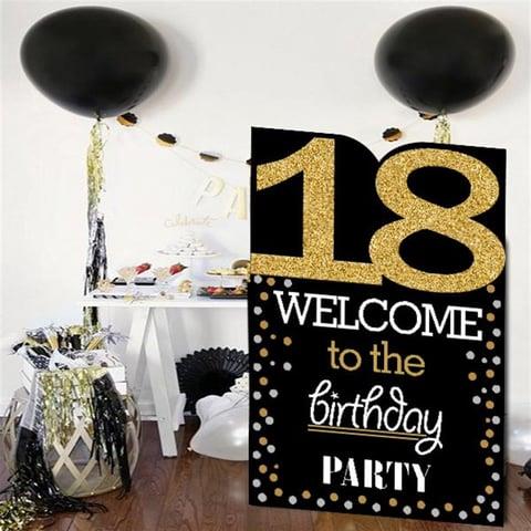 18 Yaş Gold Pano Çerçeve Konuşma Balonu Set