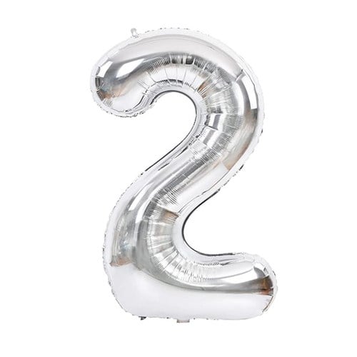 2 Rakam Folyo Gümüş Balon Küçük 35 cm