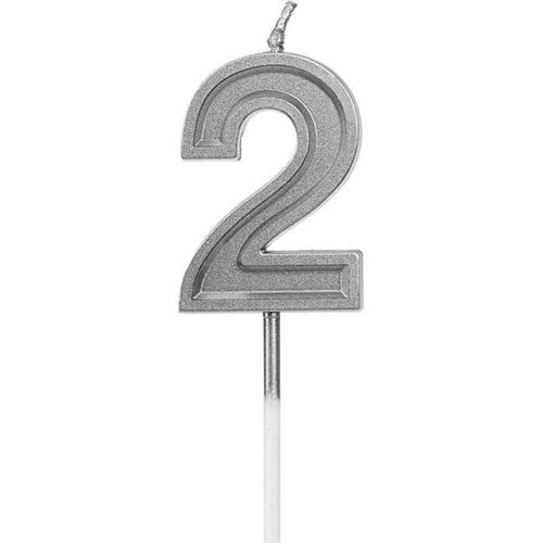 2 Rakam Gümüş Renkli Pasta Mumu