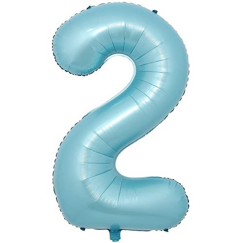 2 Rakam Pastel Mavi Folyo Balon 76 Cm