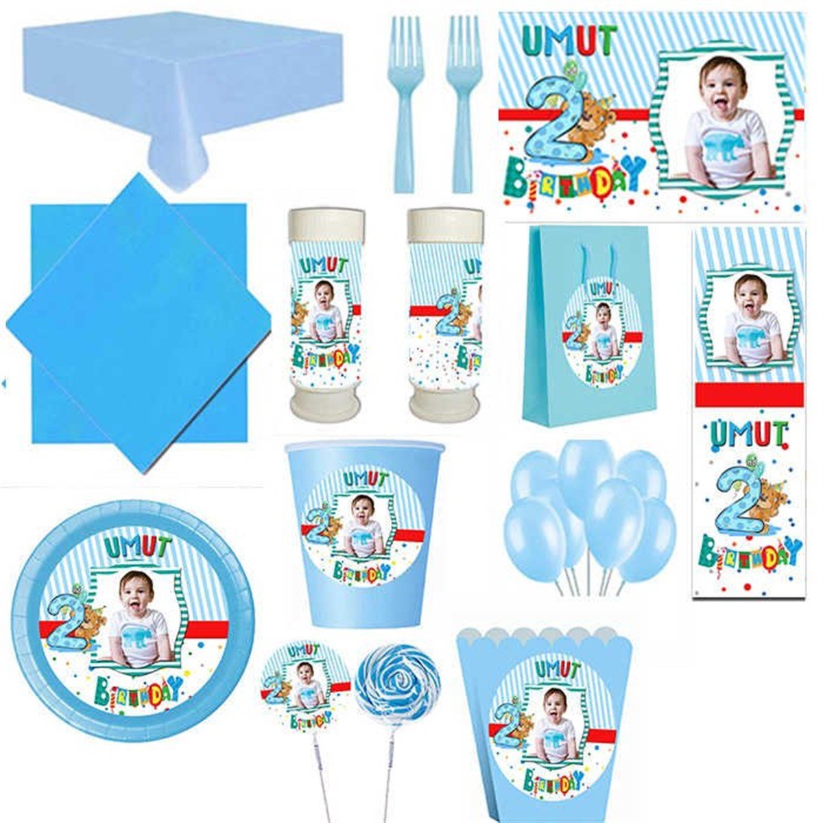 2 Yaş Erkek 16 Kişilik Parti Seti