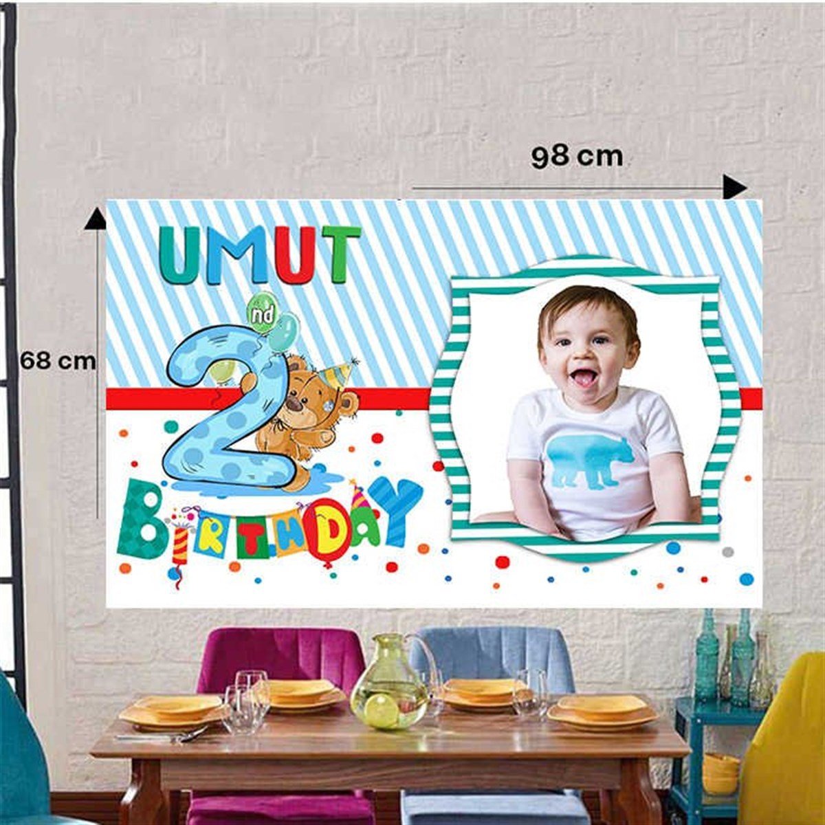 2 Yaş Erkek Kişiye Özel Duvar Panosu