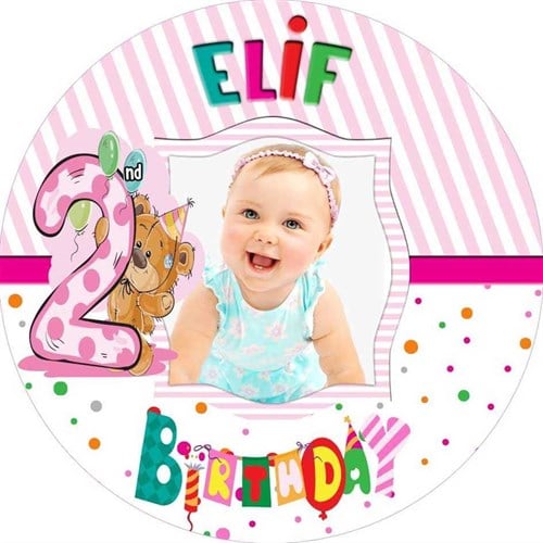 2 Yaş Kız Kişiye Özel Sticker 24 Adet