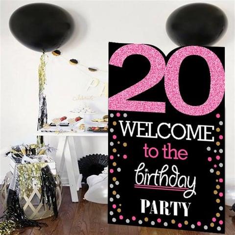 20 Yaş Fuşya Pano Çerçeve Konuşma Balonu Set