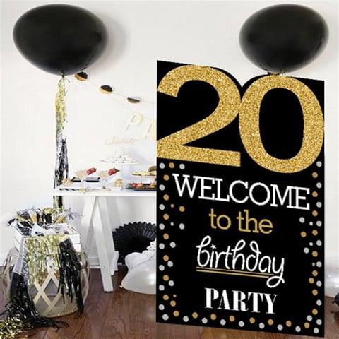 20 Yaş Gold Pano Çerçeve Konuşma Balonu Set