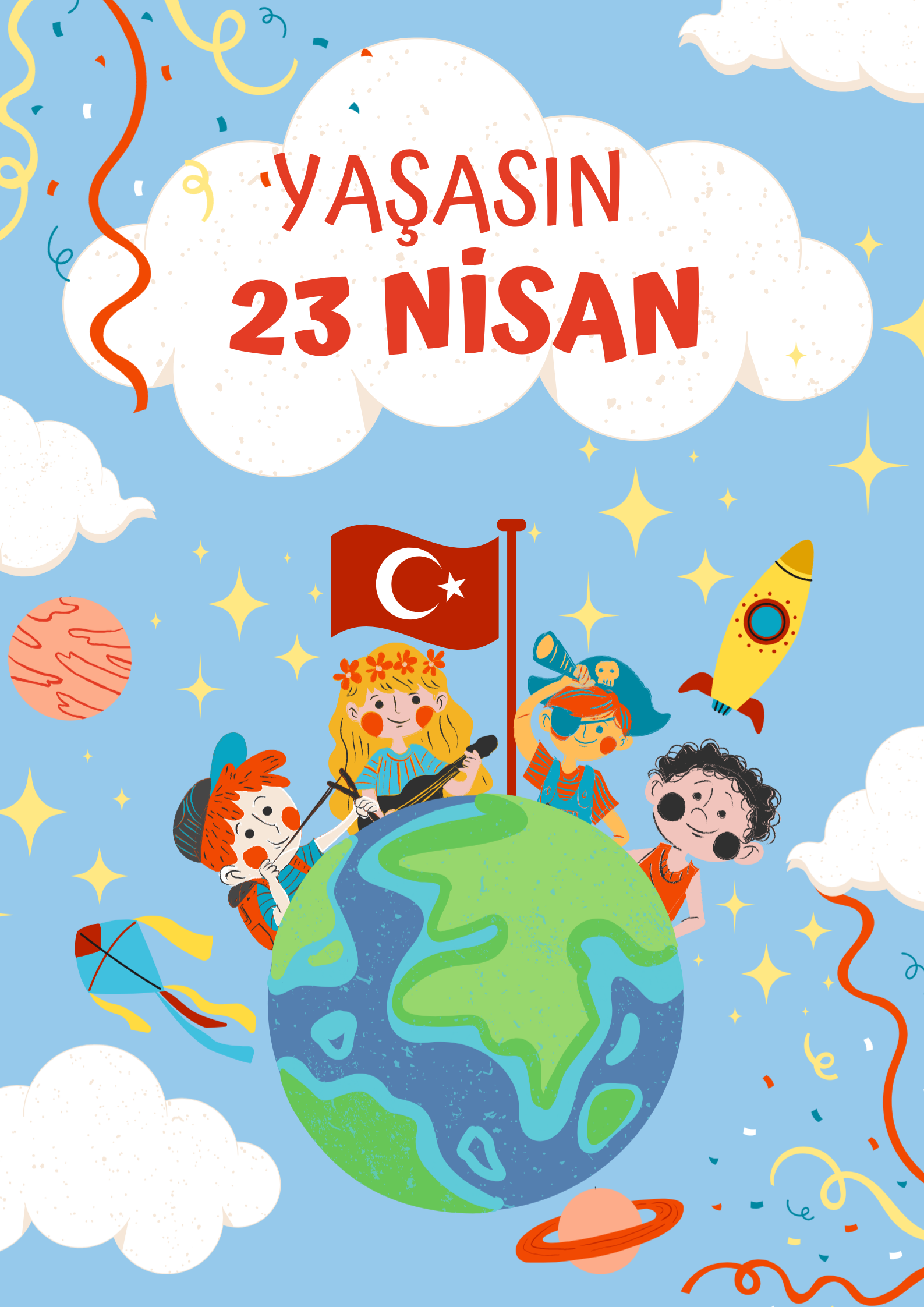 Ulusal Bayramlar23 Nİsan Mavi Afiş
