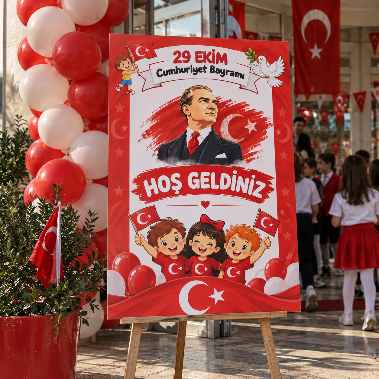 29 Ekim Ayaklı Karşılama Panosu