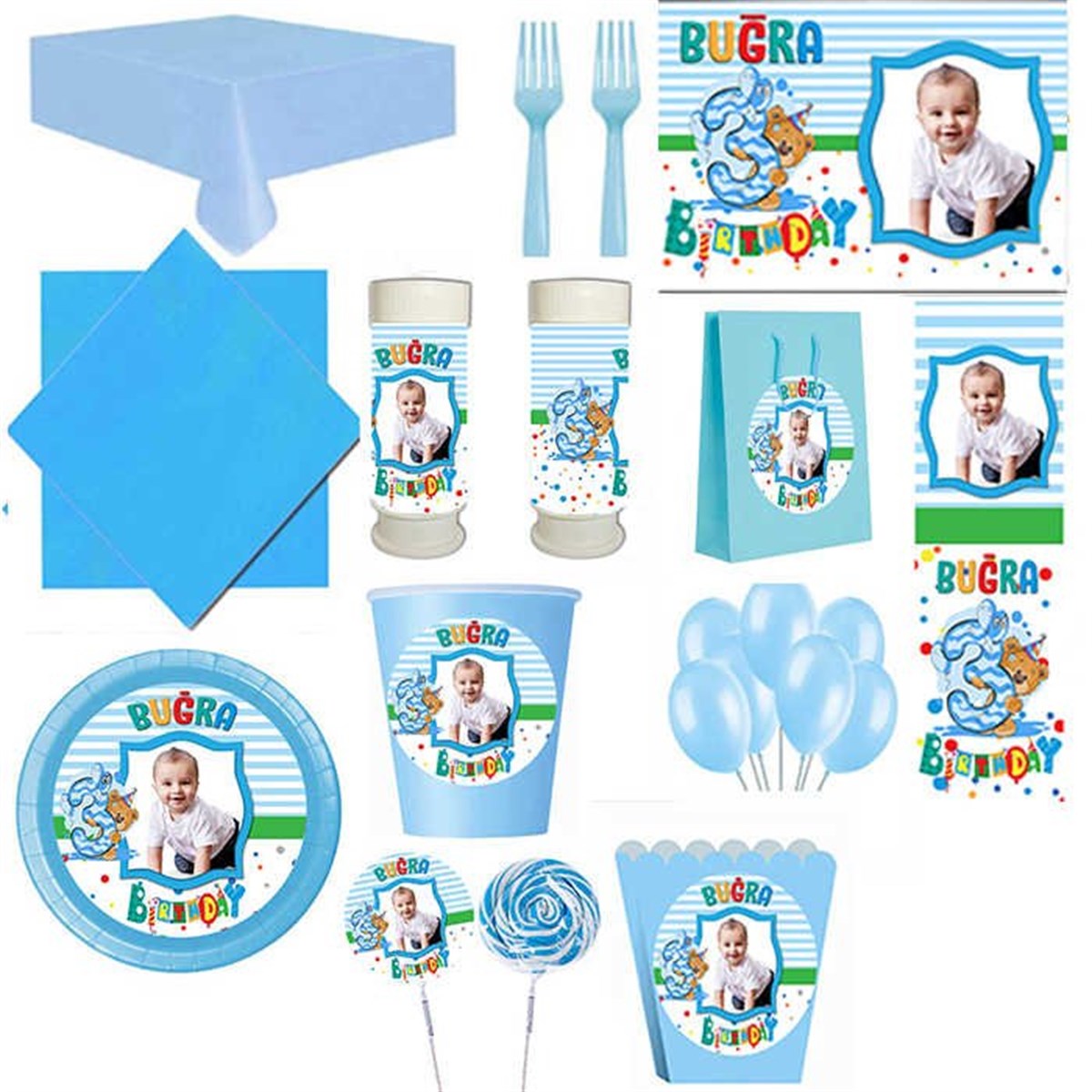 3 Yaş Erkek 16 Kişilik Parti Seti