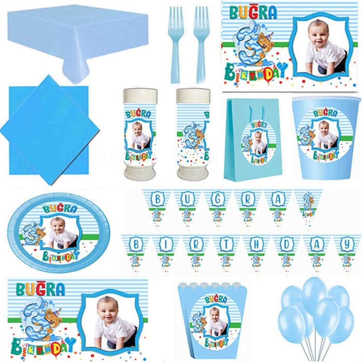 3 Yaş Erkek 24 Kişilik Parti Seti