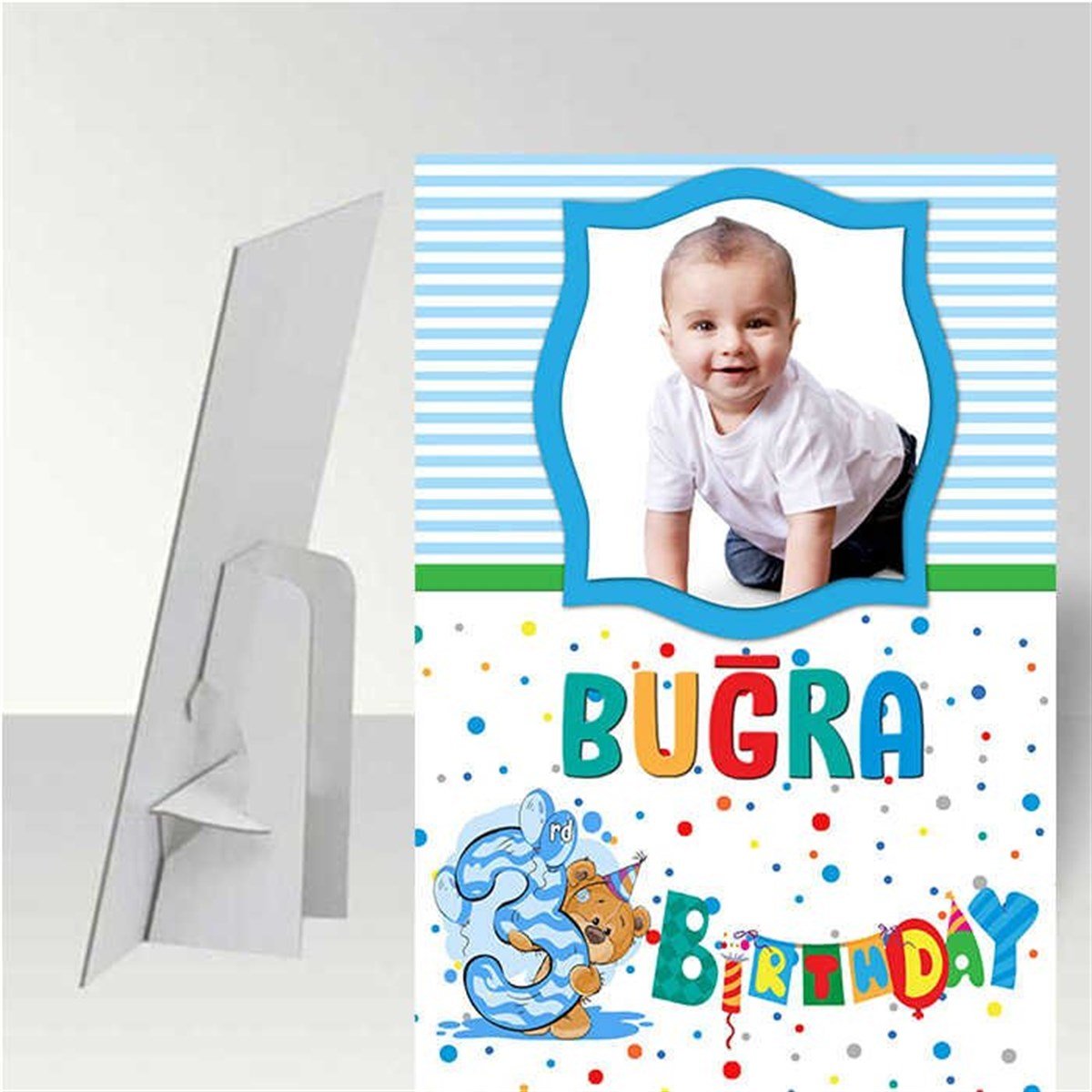 3 Yaş Erkek Kişiye Özel Ayaklı Pano