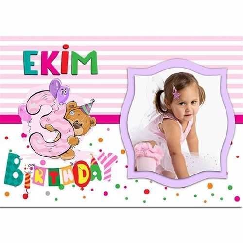 3 Yaş Kız Kişiye Özel Afiş