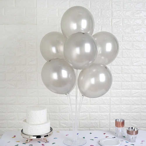 30 Adet Gümüş Kalp Uçan Balon Demeti