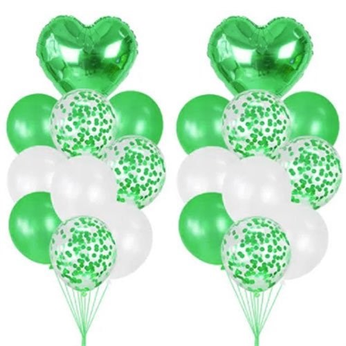 30 Adet Yeşil Kalp Uçan Balon Demeti